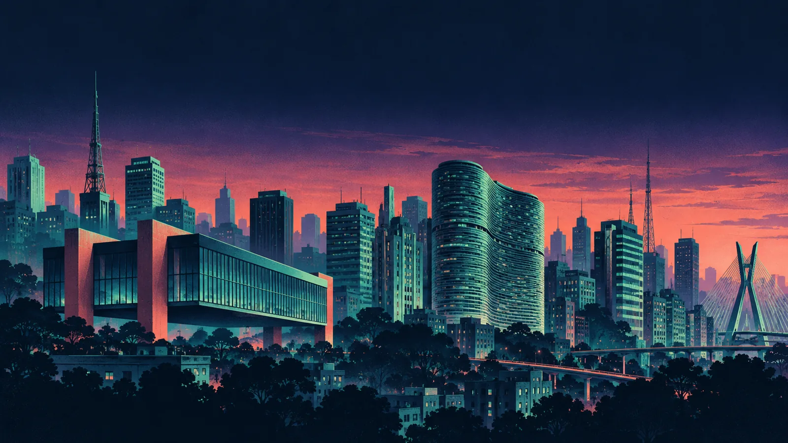 Original skyline silhouette illustration of São Paulo